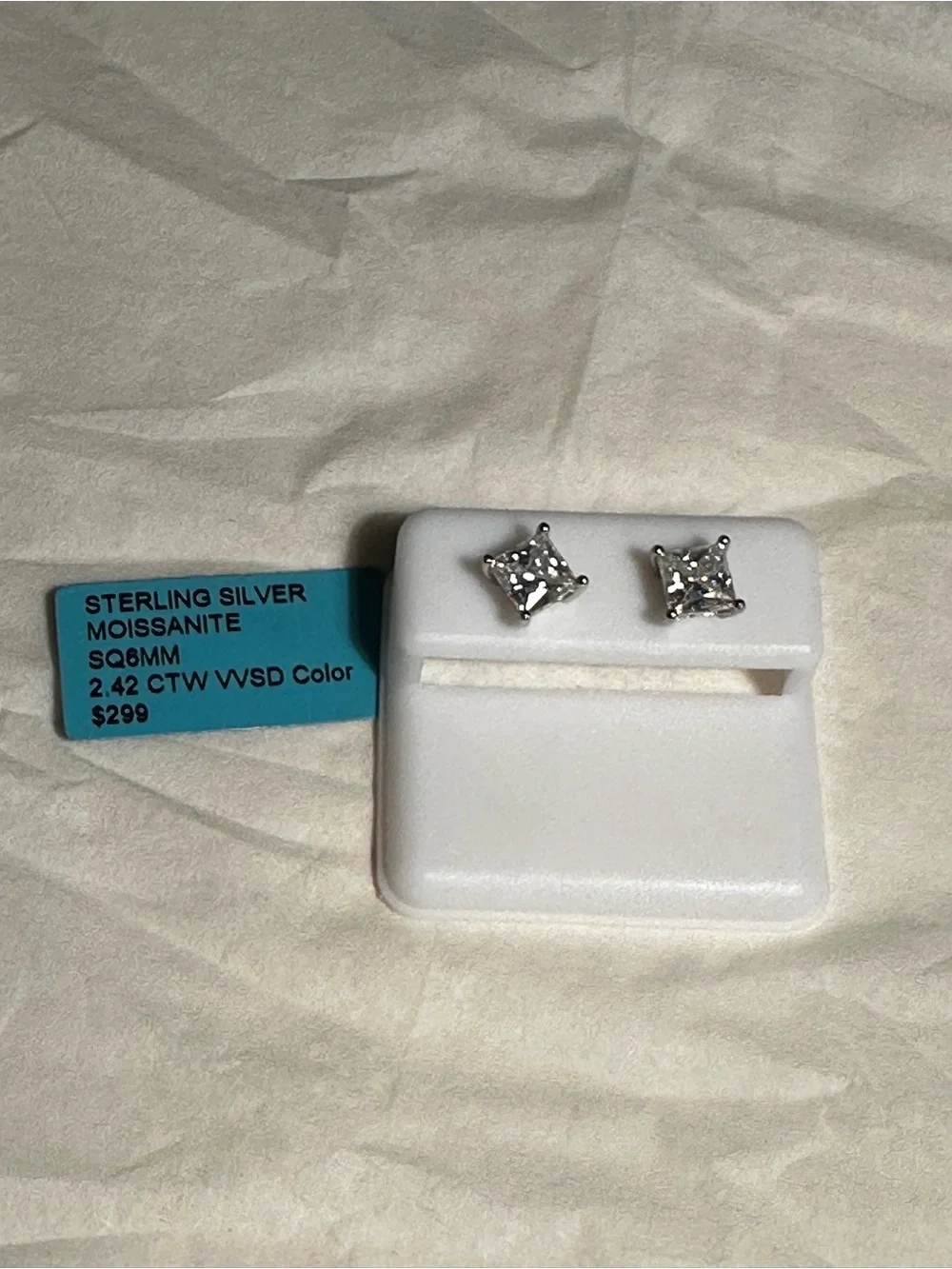 925 Sterling Silver Moissanite Stud Earrings - 6mm 2.42 ctw Silverscrewback.